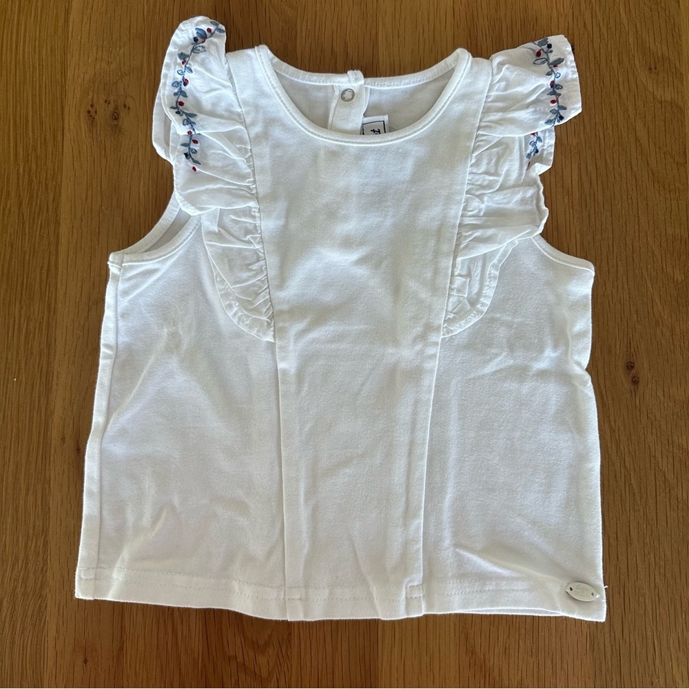 Tartine et Chocolat White Ruffled Blouse